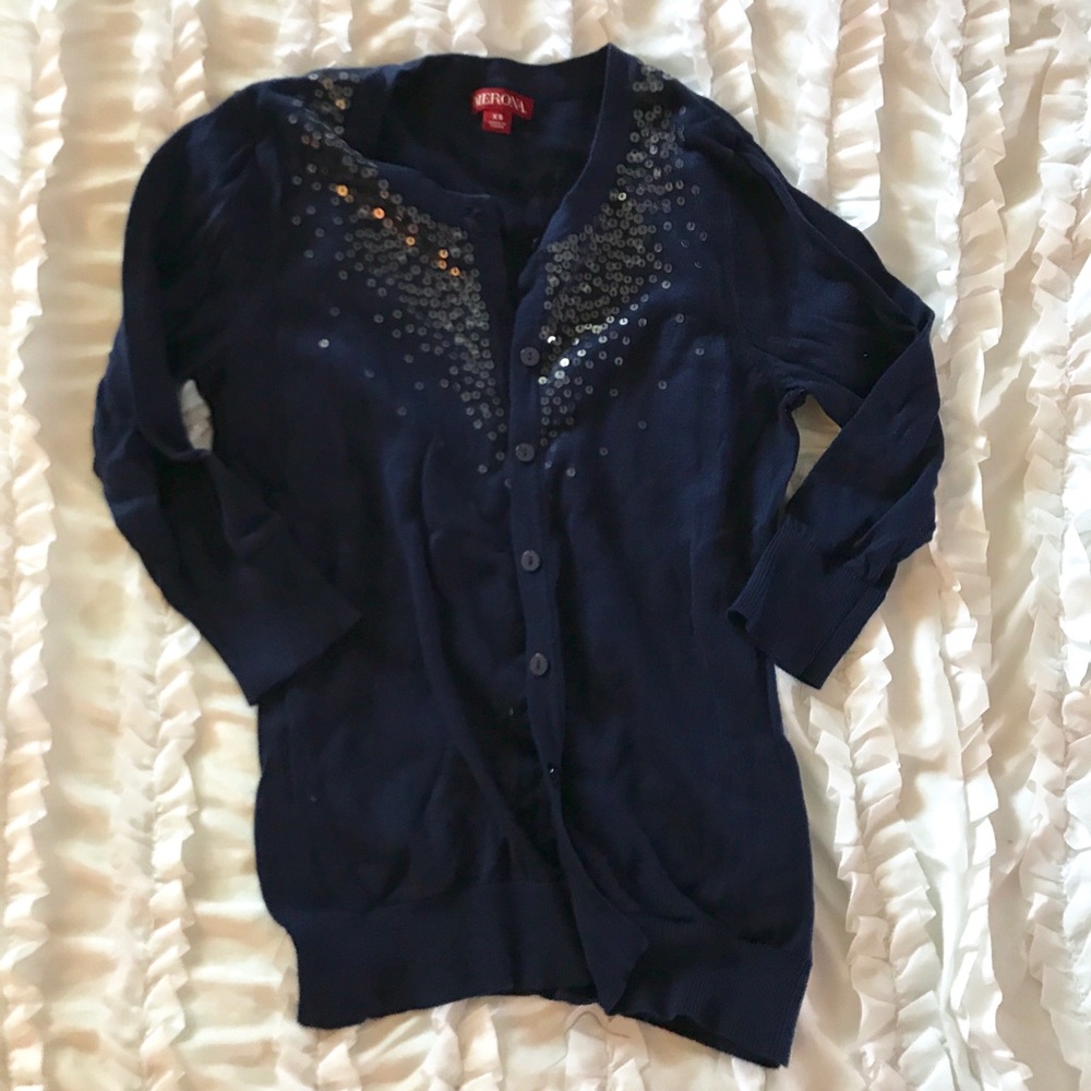Merona Sequin Cardigan Blue Size XS